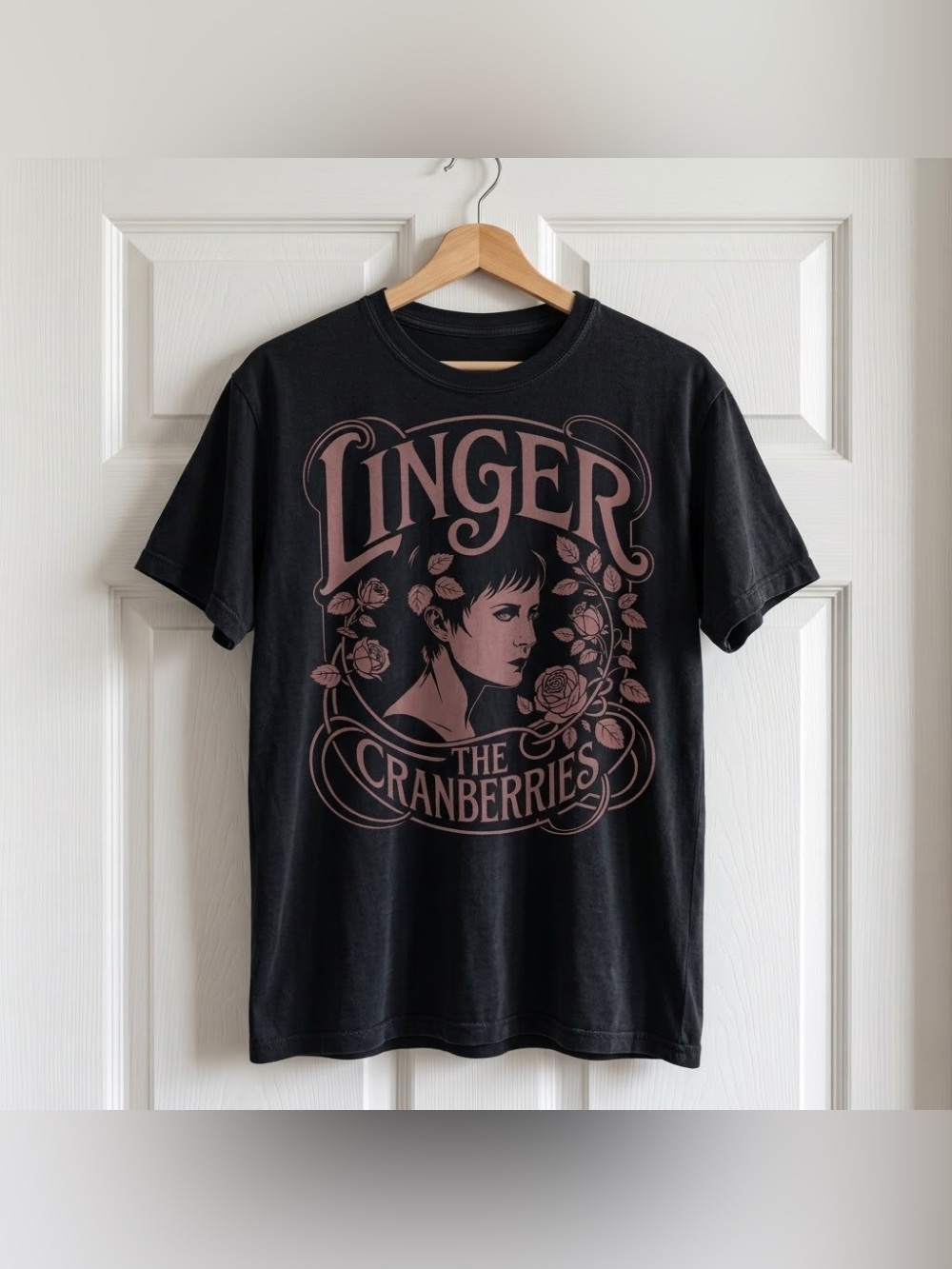 The Cranberries Linger Dolores O'Riordan Black Rock Graphic T-Shirt